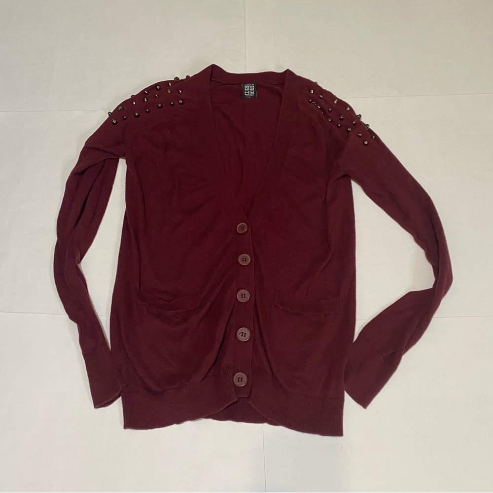 ❤️Nollie Burgundy Cardigan Sweater V-Neck Long Sleeve